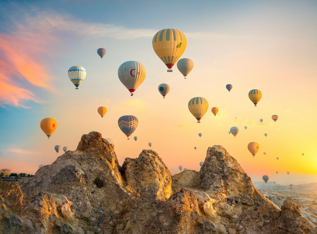 Hot Air Balloons over Rocks